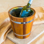 Artisan Wood Wine Bucket Cooler: Rustic Double-Walled Ice Bucket - Siam Wood Artisans