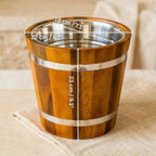 Artisan Wood Wine Bucket Cooler: Rustic Double-Walled Ice Bucket - Siam Wood Artisans