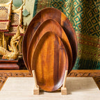 Oval Serving Trays: Set of 3 Nesting Handmade Acacia Wood Platters - Siam Wood Artisans