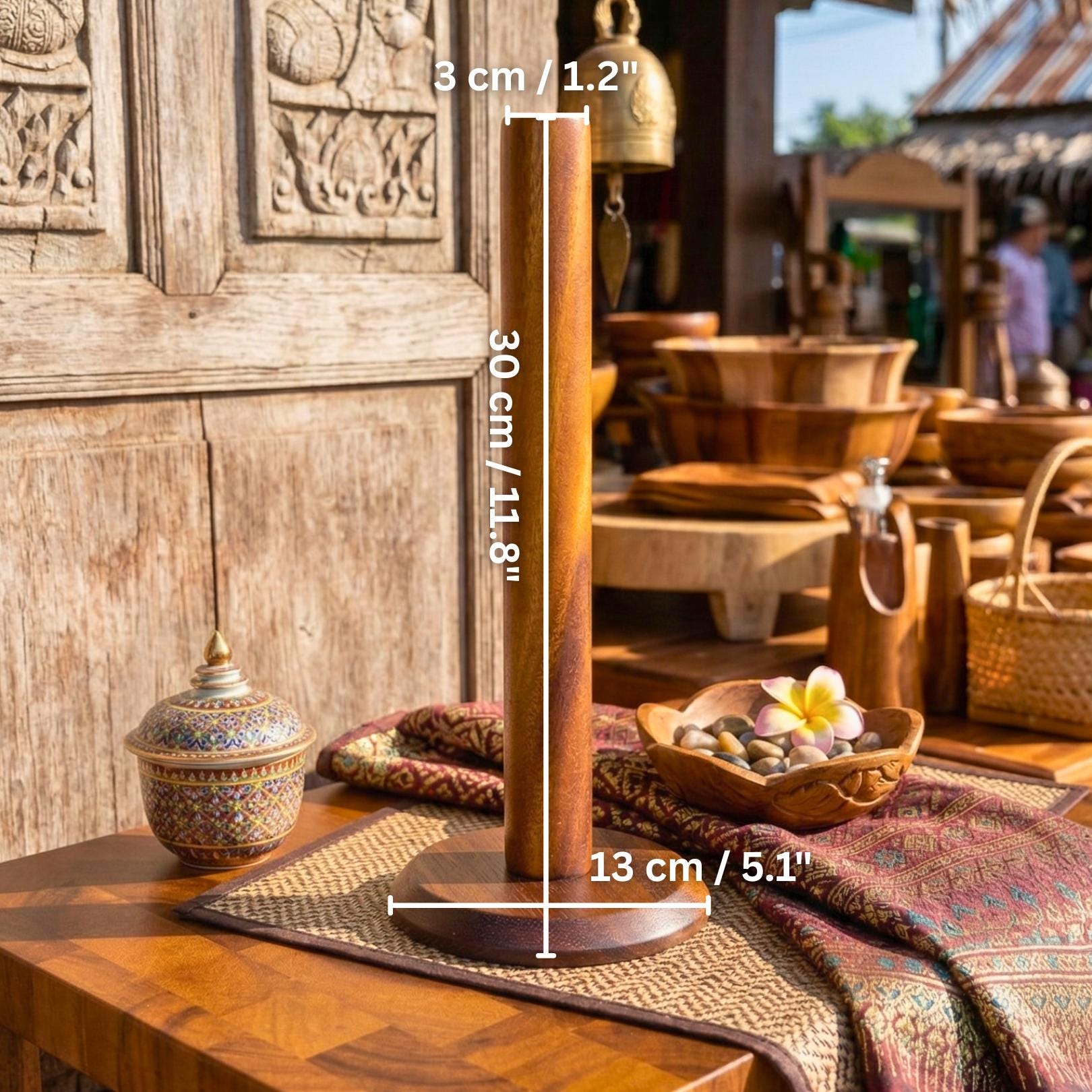 Paper Towel Holder and Soap Dispenser: Handmade Acacia Wood Kitchen & Bath Essentials Set