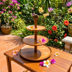 3 Tier Serving Stand Acacia Wood Natural 15 Inch Cupcake Display - Siam Wood Artisans