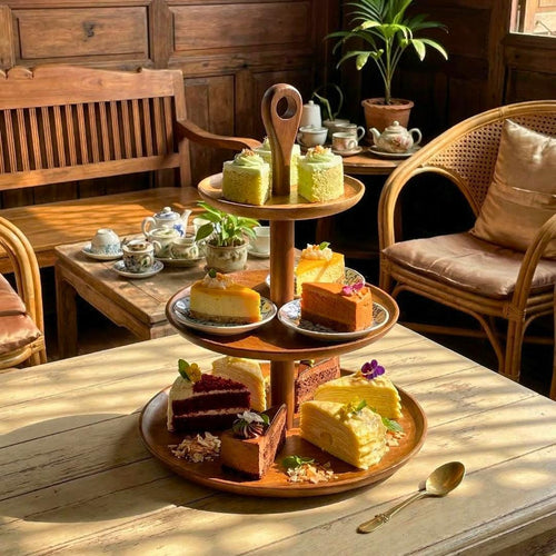 3 Tier Serving Stand Acacia Wood Natural 15 Inch Cupcake Display