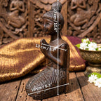 Acacia Wood Greeting Lady, 11 Inch Kneeling Wai Statue, Zen Gift for Yoga Lover - Siam Wood Artisans