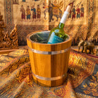 Artisan Wood Wine Bucket Cooler: Rustic Double-Walled Ice Bucket - Siam Wood Artisans