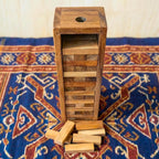 Tumbling Tower Game Wood Natural 9.4 Inch Tabletop Activity - Siam Wood Artisans