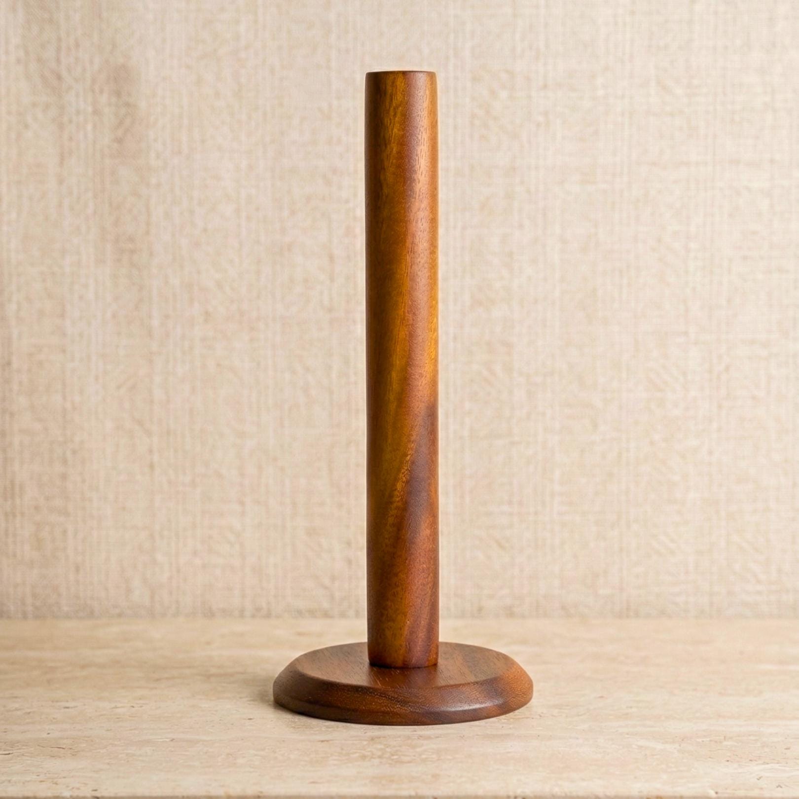 Handmade Acacia Wood Paper Towel Holder: Vertical Kitchen Tissue Stand