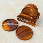 Coaster Set Natural Wood 4 Inch Beverage Holder - Siam Wood Artisans