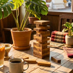 Tumbling Tower Game Wood Natural 9.4 Inch Tabletop Activity - Siam Wood Artisans