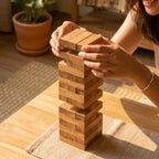 Tumbling Tower Game Wood Natural 9.4 Inch Tabletop Activity - Siam Wood Artisans