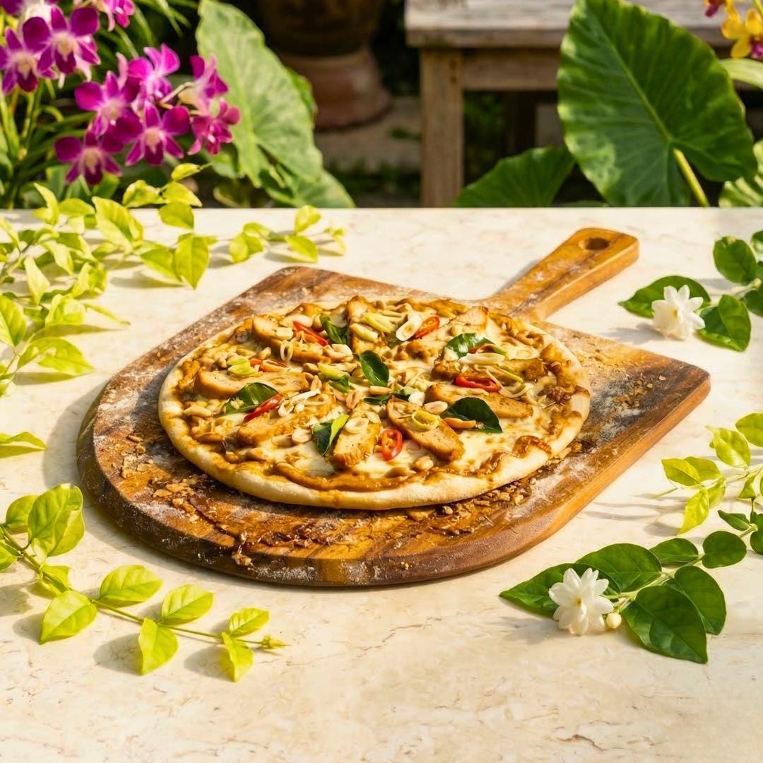 Wood Pizza Paddle Peel Handmade in Thailand: Rustic Prep and Serving Board with Handle