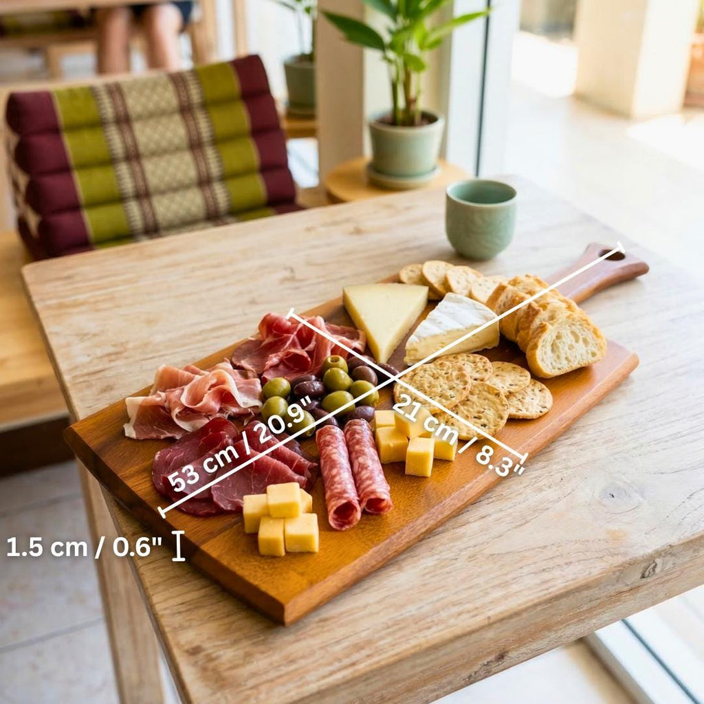 Cheese & Meats Board Handmade from Wood: Rectangular Charcuterie Paddle