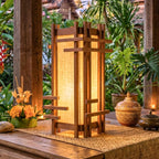 Table Lantern Teak Wood Natural 14 Inch Zen Lighting - Siam Wood Artisans