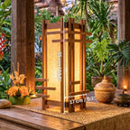 Table Lantern Teak Wood Natural 14 Inch Zen Lighting - Siam Wood Artisans