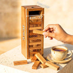 Tumbling Tower Game Wood Natural 9.4 Inch Tabletop Activity - Siam Wood Artisans