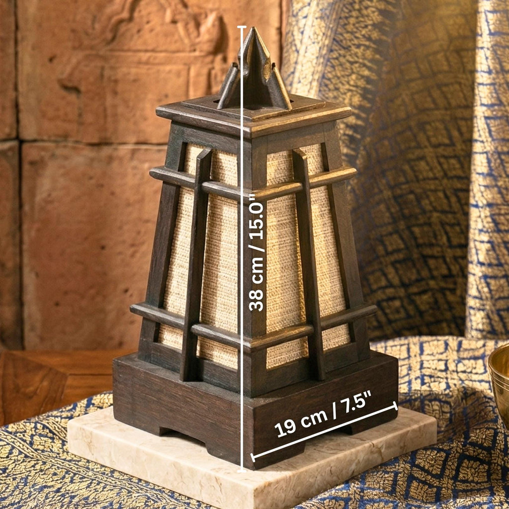 Table Lantern Teak Wood Dark Espresso 15 Inch Zen Lighting