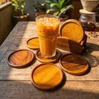 Coaster Set Natural Wood 4 Inch Beverage Holder - Siam Wood Artisans