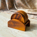 Coaster Set Natural Wood 4 Inch Beverage Holder - Siam Wood Artisans