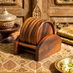 Coaster Set Natural Wood 4 Inch Beverage Holder - Siam Wood Artisans