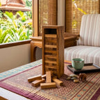 Tumbling Tower Game Wood Natural 9.4 Inch Tabletop Activity - Siam Wood Artisans