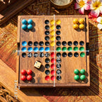 Board Game Set, Ludo & Chinese Checkers, Acacia Wood For Tabletop Activity - Siam Wood Artisans