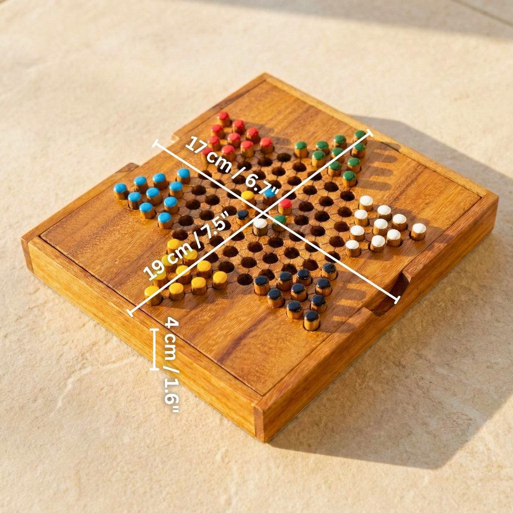 Board Game Set, Ludo & Chinese Checkers, Acacia Wood For Tabletop Activity