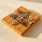 Board Game Set, Ludo & Chinese Checkers, Acacia Wood For Tabletop Activity - Siam Wood Artisans