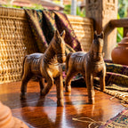 Teak Wood Horse, 4 Inch Miniature Sculpture Set, Housewarming Gift for Minimalist - Siam Wood Artisans