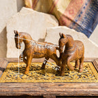 Teak Wood Horse, 4 Inch Miniature Sculpture Set, Housewarming Gift for Minimalist - Siam Wood Artisans