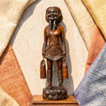 Acacia Wood Karen Tribe Figure, 20 Inch Long Neck Lady Statue, Cultural Present for Art Collector