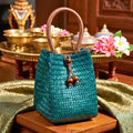Handwoven Rattan Handbag, Woven Straw Basket Purse, Anniversary Gift for Eco Conscious
