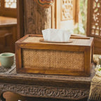 Teak Wood Tissue Box Cover: 11 Inch Rectangular Holder