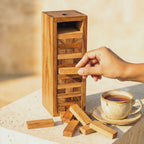 Tumbling Tower Game Wood Natural: 9.4 Inch Tabletop Activity