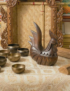 Dark Teak Rooster Chicken Sculpture: Espresso Finish Statue