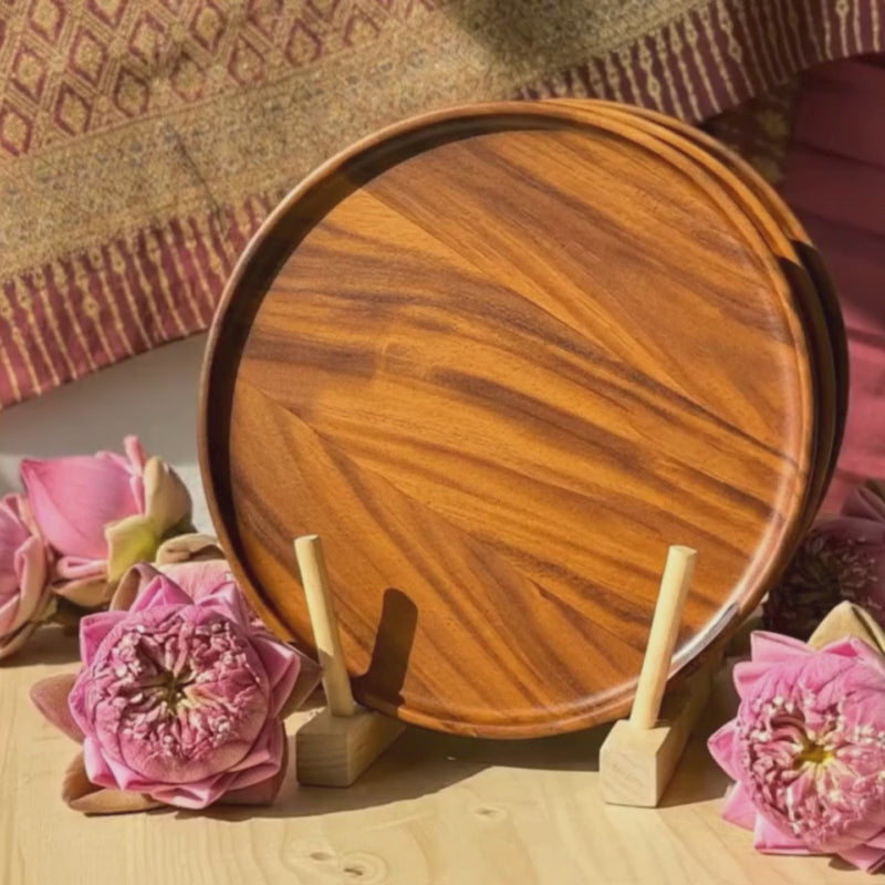 Hand Carved Upcycled Wood Dinner Plates: 10" Rustic Dining & Serving Dishes
