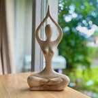 Hand Carved Wood Yoga Woman Sculpture: Thai Artisan Zen Decor