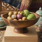 Pedestal Fruit Bowl Acacia Wood: 13 Inch Centerpiece