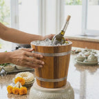Artisan Wood Wine Bucket Cooler: Rustic Double-Walled Ice Bucket