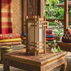 Table Lantern Teak Wood: 14 Inch Natural Zen Lighting